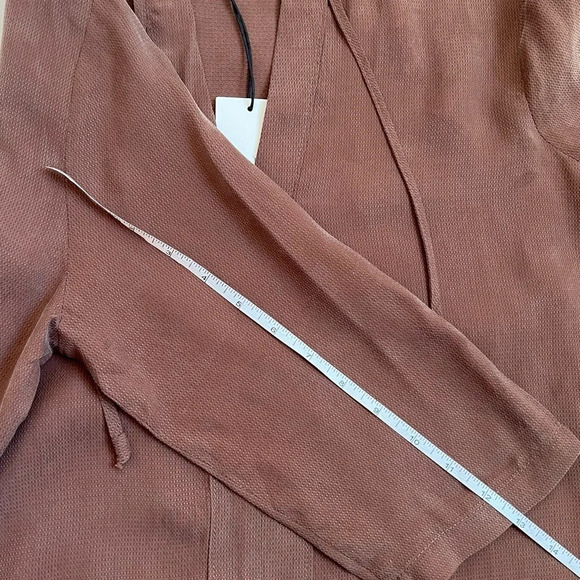 Ya Ya Women’s Dress Cupro Silky brown shift 3/4Sleeve V-Neck Size US 6 NWT - Picture 7 of 9